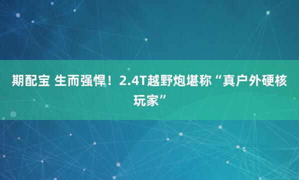 期配宝 生而强悍！2.4T越野炮堪称“真户外硬核玩家”
